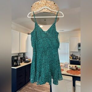 Francesca's Collections Teal and Black Animal Print Dress